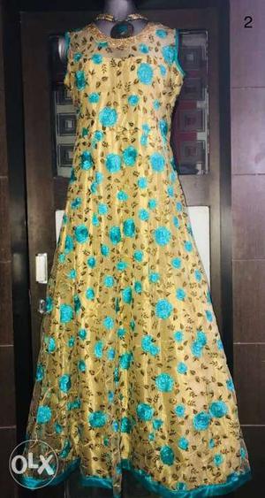 Golden and Blue Floral Dress
