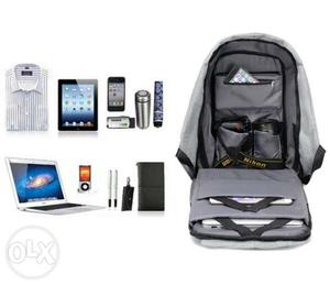 Gray Device Organizer Backpack