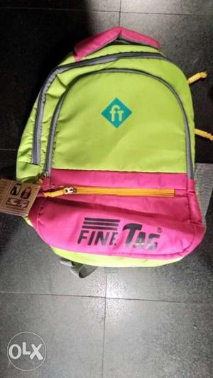 Green And Pink Fine Tag Backpack