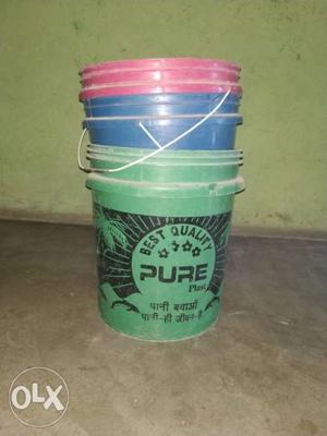 Green And White Plastic Bucket
