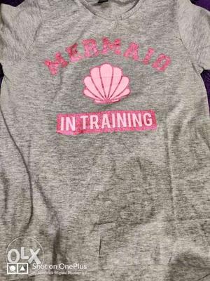 Grey And Pink Mermaid In Training-printed V-neck T-shirt