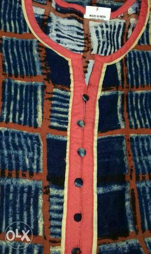 New rayon long kurti with long sleeves dark blue