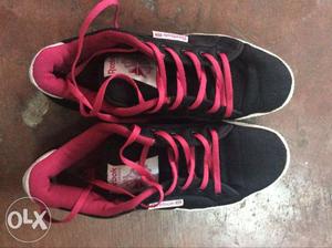 Pair Of Black-and-pink Reebok Sneakers