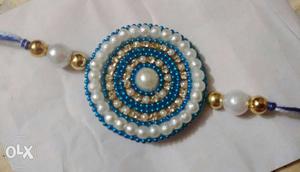 Round Beaded Blue And White Accessory