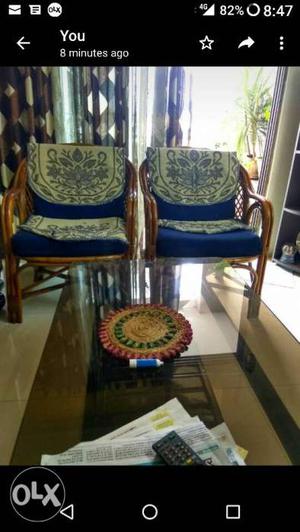 Sofa Set With Tea Table material - Cane
