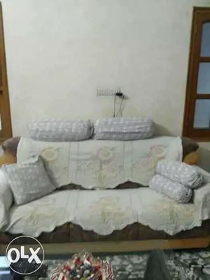 White And Gray Floral Fabric Sofa Set