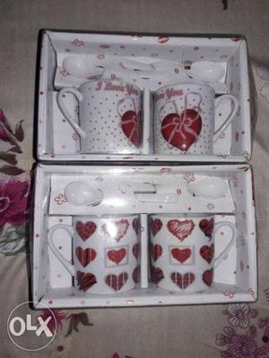 White-and-red Ceramic Mug Set gift pack pick any one only
