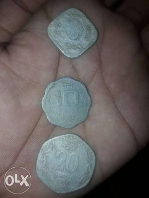 20 ps, 10 ps, 5 ps coins