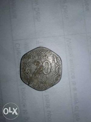 A coin of 20 paise of year 
