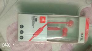 A fresh New jbl t110 earphone (red color with
