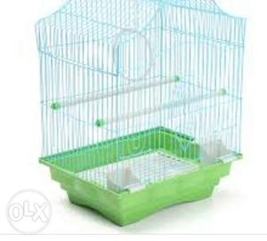 Blue And Green Metal Birdcage