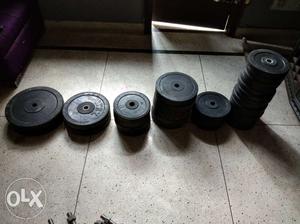 Gym weights rubber coated 128 kg