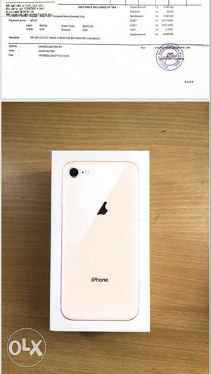 IPhone 8 Gold 64 gb Indian bill new condition