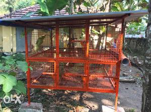 Large Red And Black Metal Animal Cage