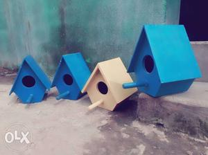 Plain blue bird house
