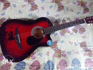 Red Burst Single Cutaway Acoustic Guitar