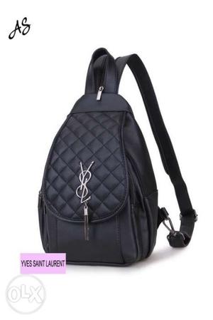 Black YSL Backpack With Text Overlay