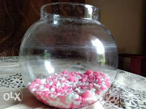 Fish Pot with Beautiful Pink And White Tiny Rocks