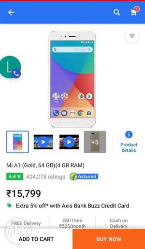MI A1 in new condition only 4 month used not a