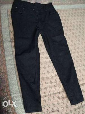 Navy blue ladies jeans with extra clothing inside to fit