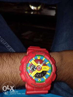 Round Red And Blue Chronograph Watch