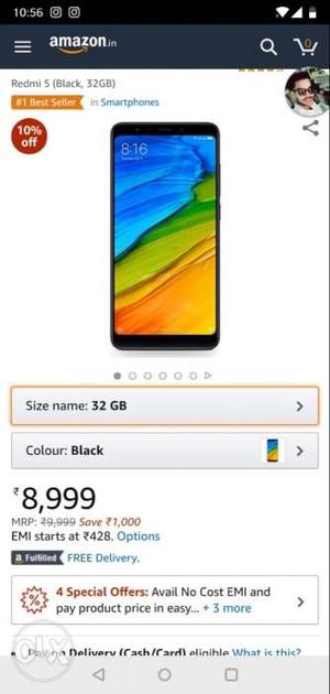 Sealed Redmi 5 32 gb, 200 rs discount then market