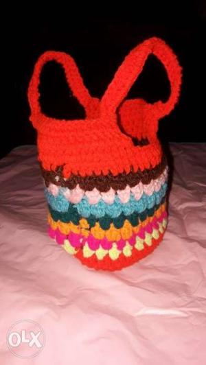 Small new crochet bag for rakhi gift. available