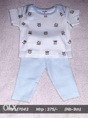 Toddler's White And Blue Pants