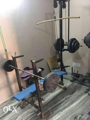 2 bench with 100kg weight with 2 rod 5ft
