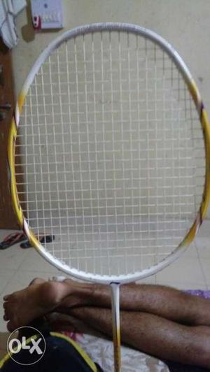 Lining White And Yellow Badminton Racquet
