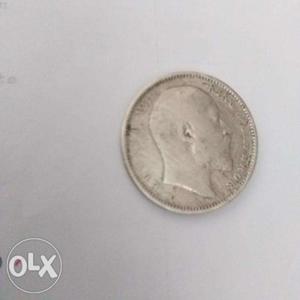 Old silver one rupee coin