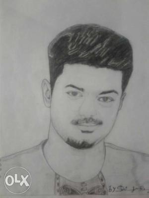 Pencil drawing of vijay on paper by artist shijo