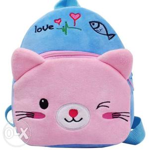 Pink And Blue Cat Backpack kids designer school bags brand