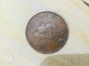 Round Copper George VI King Emperor Coin