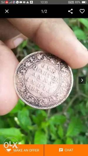 Round Silver-colored 1 Indian Anna Coin Screenshot