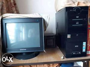 Samsung CRT Cmputer Monitor, And Black Computer Tower