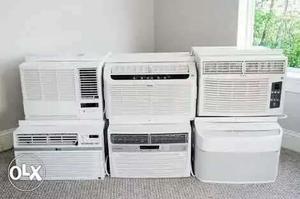 Six White Window-type Air Conditioners