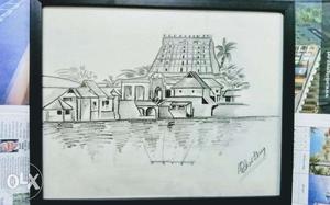 Temple Charcoal Sketch