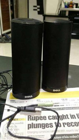 Two Black Dell Portable Speakers