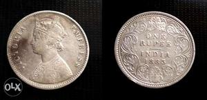 Victoria Empress One rupees Silver Coin