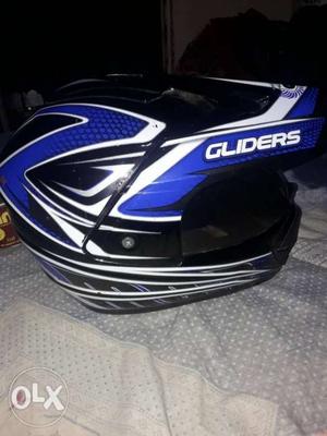 White And Blue Gliders Motocross Helmet
