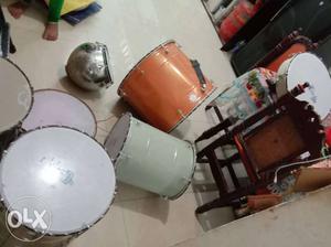 White And Orange Drum Set