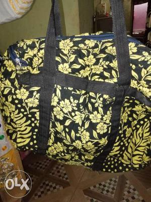 Black And Yellow Floral Tote Bag