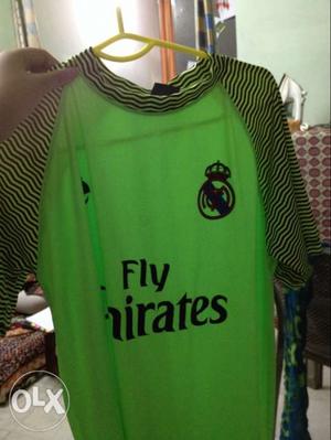 Black, White And Green Striped Adidas Fly Emirates Jersey