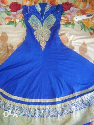 Blue kurti with lagins and dupatta..