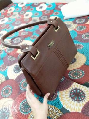 Branded 3 zipper PU leather hand /shoulder bag