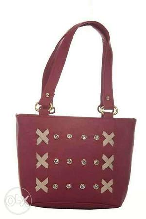 Buy Solid Leatherette Embellished Tote Bags