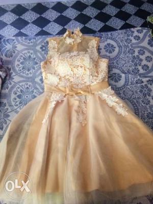 Girl's Yellow Floral Sleeveless Dress