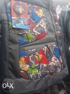 Gray, Red, And Blue Backpack