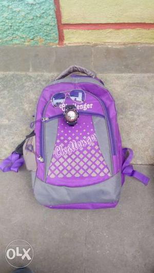Grey And Purple Challenger Backpack